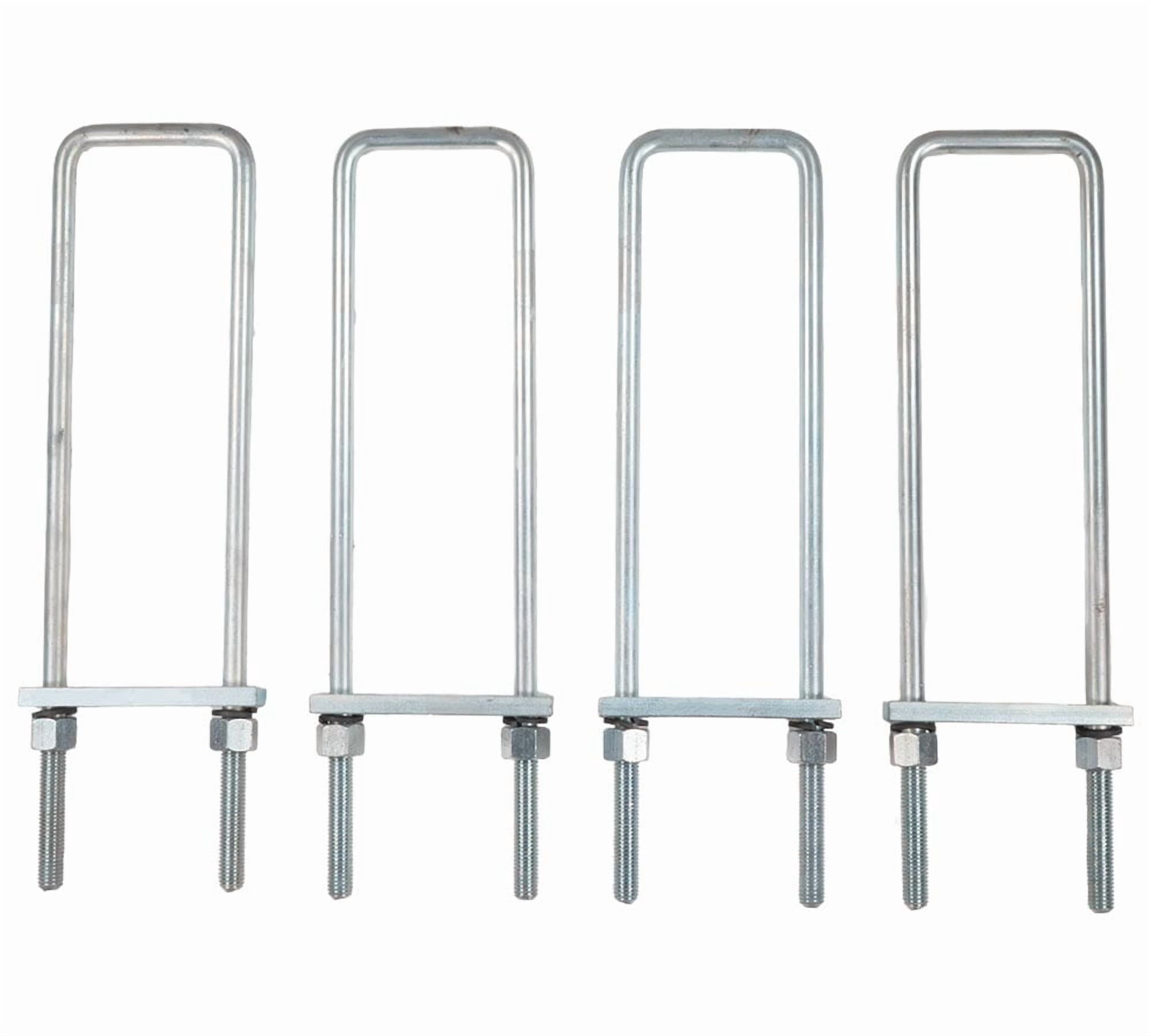 18" Square Bend U-Bolt Kit with Tie Bars, Hex Nuts & Lock Washers – Grade 5 Carbon Steel Bolt and Nut for Mounting Truck Toolboxes, Frames & Heavy-Duty Equipment