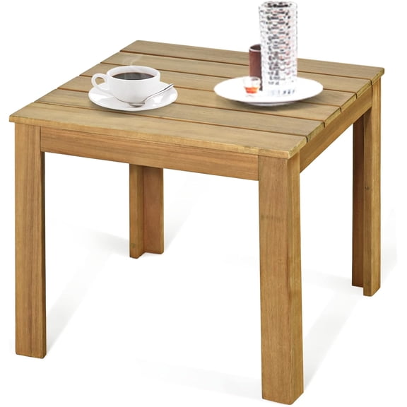 18 Square Patio Table, Acacia Wood Adirondack Side Table, Outdoor End Table, Coffee Table Composite Table for Garden, Backyard, Pool & Balcony, Teak Oil Finished