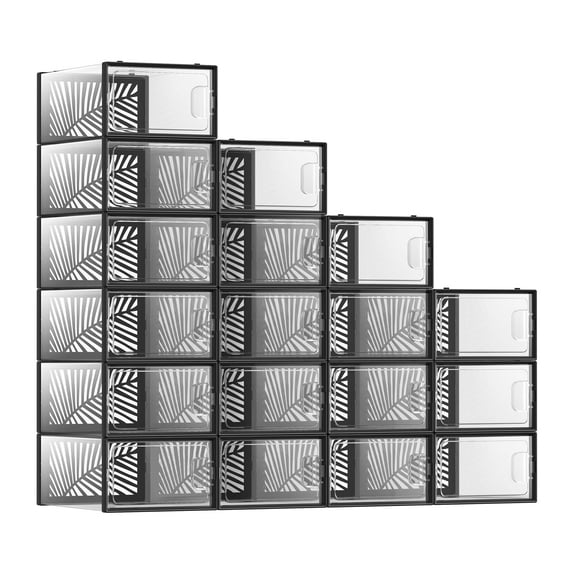 18 Stackable Plastic Shoe Organizer,Multifunctional Shoe Box, Shoe Storage Boxes