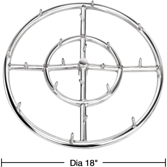 18" Stainless Steel Round Burner Ring for Natural or Propane Gas Fire Pit