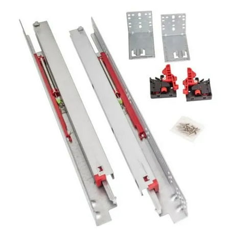 18" Standard Duty Soft-close 100 lb Full Extension Undermount Slide Kit - Incluçdes Clips, Rear Brackets & Screws