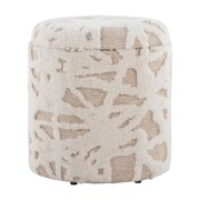 18 Storage Ottoman in Beige Acro Wool with High Pile Textured Design