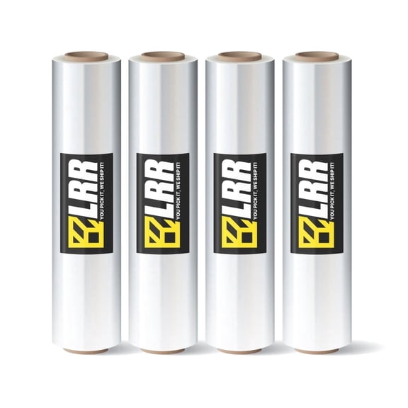 18" Stretch Film/Wrap 1500ft 80 Gauge Clear Stretch Wrap Roll (4 Roll) Heavy Duty Shrink Wrap for Moving, Packing Supplies for Wrapping Furniture, Industrial Plastic Pallet Cling