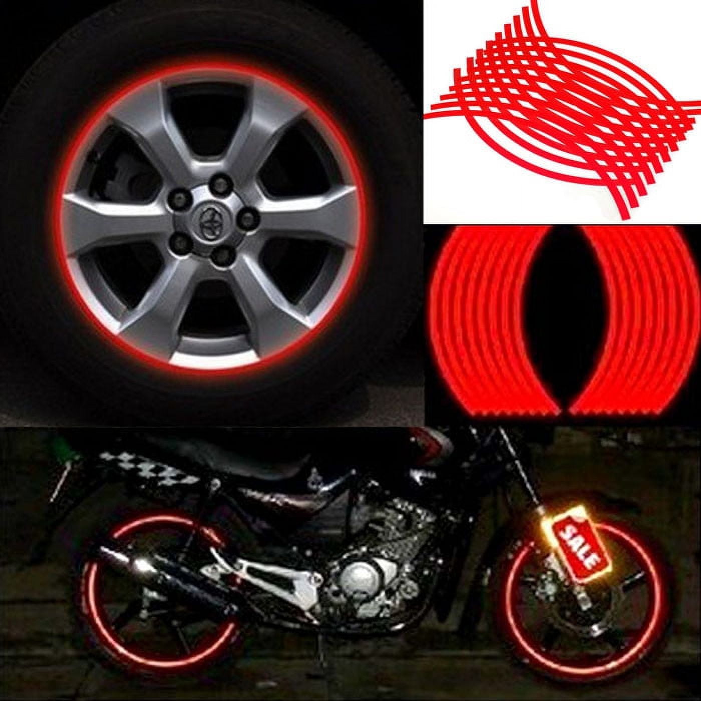 18 Strips Motorcycle Car Wheel Tire Stickers Reflective Rim Tape Red