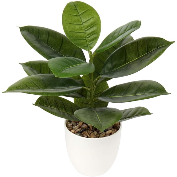 18'' Tall Artificial Plants Fake Fiddle Leaf Fig Houseplant Realistic Faux Indoor Plant in White Pot for Home Table Decor