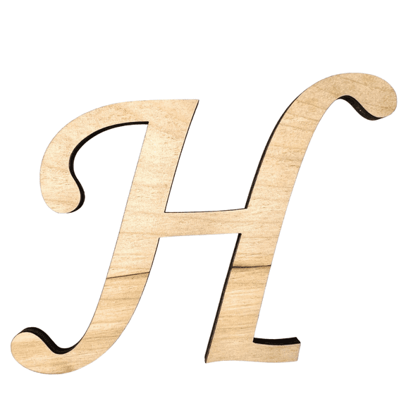 18" Tall BIRCH Wood Letter H | Krafty Supply 1/4" Thick Wooden Letters | Wood Craft Letter | Monotype Font | Fancy Fonts