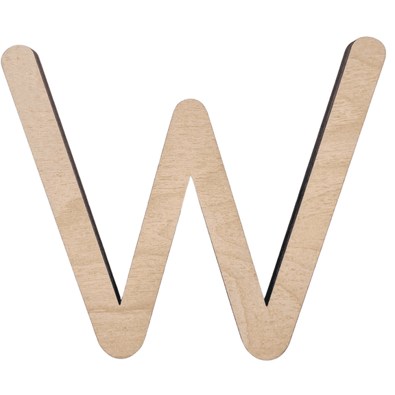 18" Tall BIRCH Wood Letter W | 1/4" Thick | Wood Craft Letter | Krafty Supply Lego House Font | Script Font