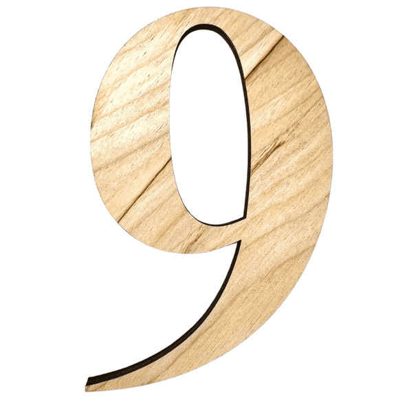 18" Tall Birch Number 9 | 1/4" Thick Birch Plywood| Krafty Supply Letters | Times | Wooden Letter