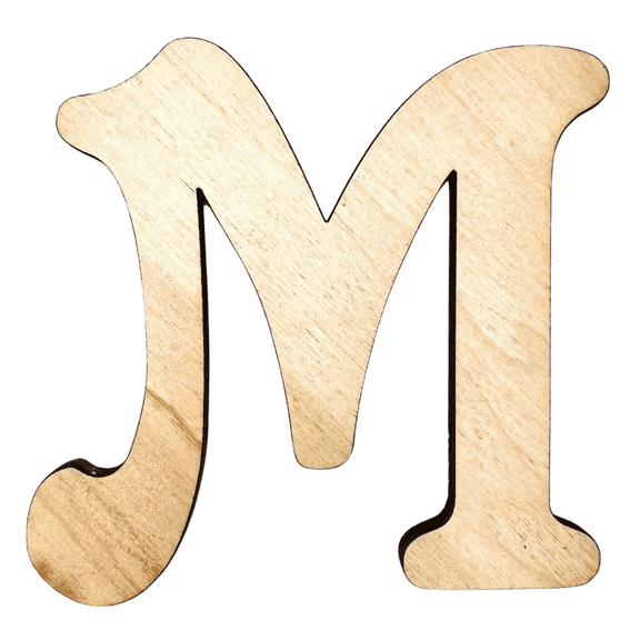 18" Tall Birch Plywood Letter M | 1/4" Thick | Krafty Supply Letters | Beltorian