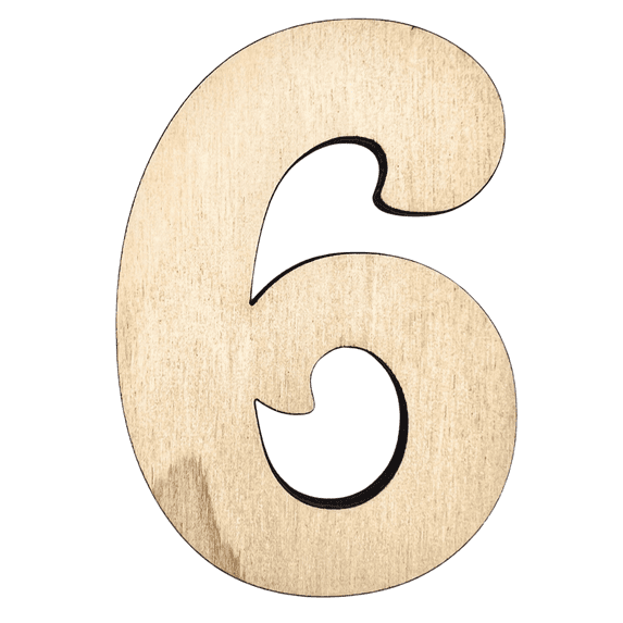 18" Tall Birch Plywood Number 6 | 1/4" Thick | Krafty Supply Letters | Beltorian