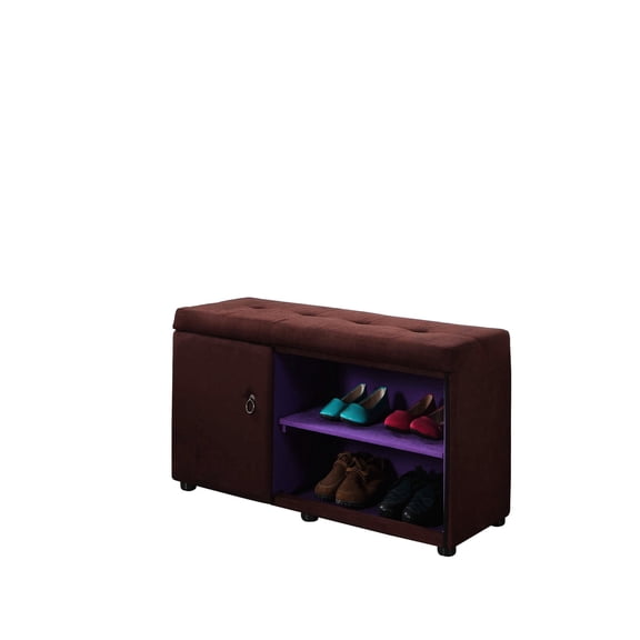 18" Tall Brown Storage Ottoman - Double Hinge Door for Stable Use