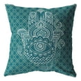 thumbnail image 1 of 16â€ Teal White Hamsa Boho Suede Throw Pillow, 1 of 6