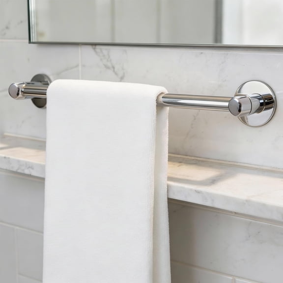 18" Towel Bar, Wall Mounted Towel Bar, DIY Installation, Chrome Plated Finish