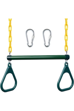 18" Trapeze Swing Bar Rings 48" Heavy Duty Chain Swing Set Accessories with Locking Carabiners Monkey Bars for Backyard, Playground