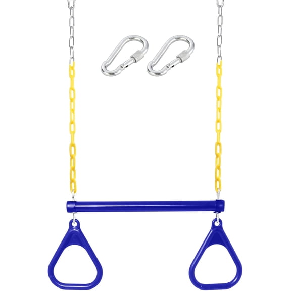 18" Trapeze Swing Bar Rings 48" Heavy Duty Plastic Coated Chains Swing Set Accessories Playground Swing Seat…
