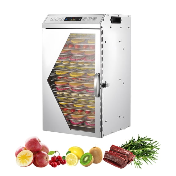 18-Tray Stainless Steel Food Dehydrator, 800W Commercial Grade Dryer Machine, 194°F Adjustable Temperature with 24-Hour Timer for Fruits and Vegetables