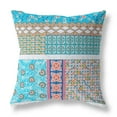 thumbnail image 1 of 18â€ Turquoise White Patch Indoor Outdoor Throw Pillow, 1 of 5