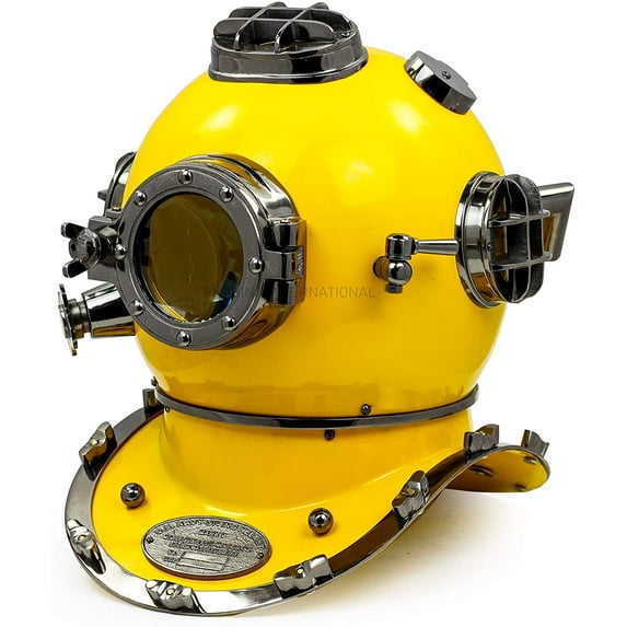 18" US Navy Scuba Diving Nautical Helmet | Maritime Ship's Decorative Yellow Cobalt Premium Snorkeling Helmets | Nagina International (18 Inches, Yellow Cobalt)