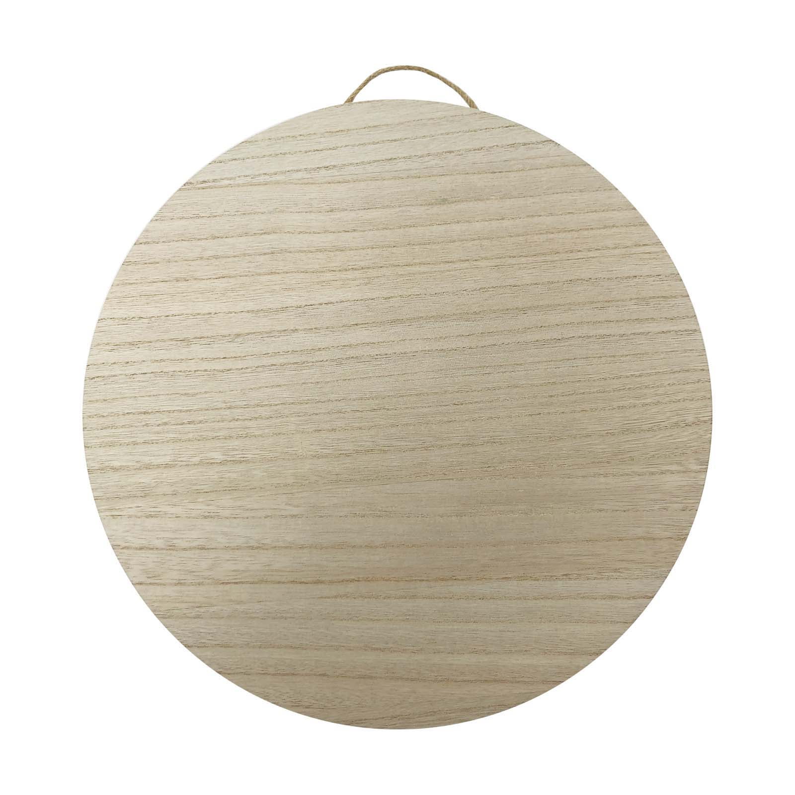 18" Unfinished Light Brown Oak Round Plaque