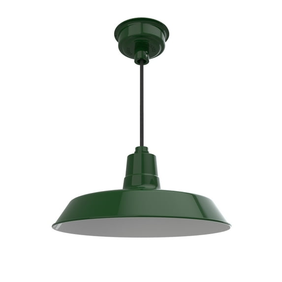 18" Vintage Pendant Barn Light in Green