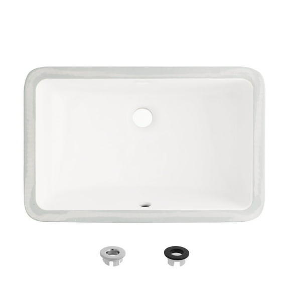 Stylish Undermount 18"Wx 12"D White Rectangular Bathroom Sink P-205