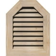 thumbnail image 1 of 18"W x 12"H Octagonal Top Gable Vent (23"W x 17"H Frame Size): Unfinished, Functional, Smooth Pine Gable Vent w/ 1" x 4" Flat Trim Frame, 1 of 12