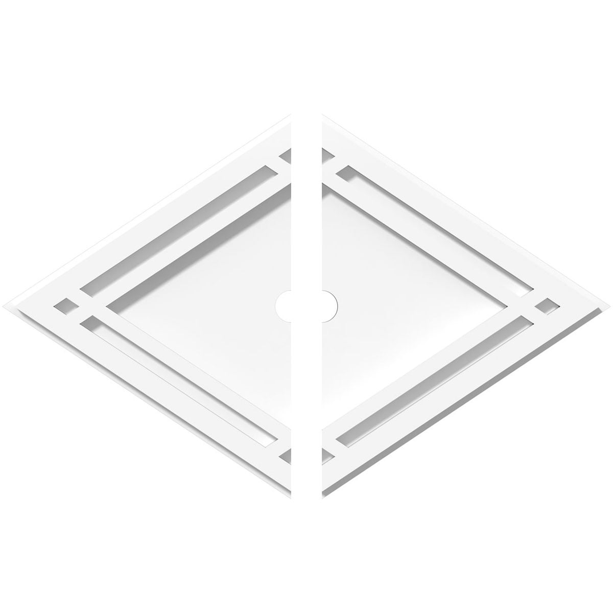 18"W x 12"H x 1"ID x 6 1/4"C x 1"P Diamond Architectural Grade PVC Contemporary Ceiling Medallion, Two Piece
