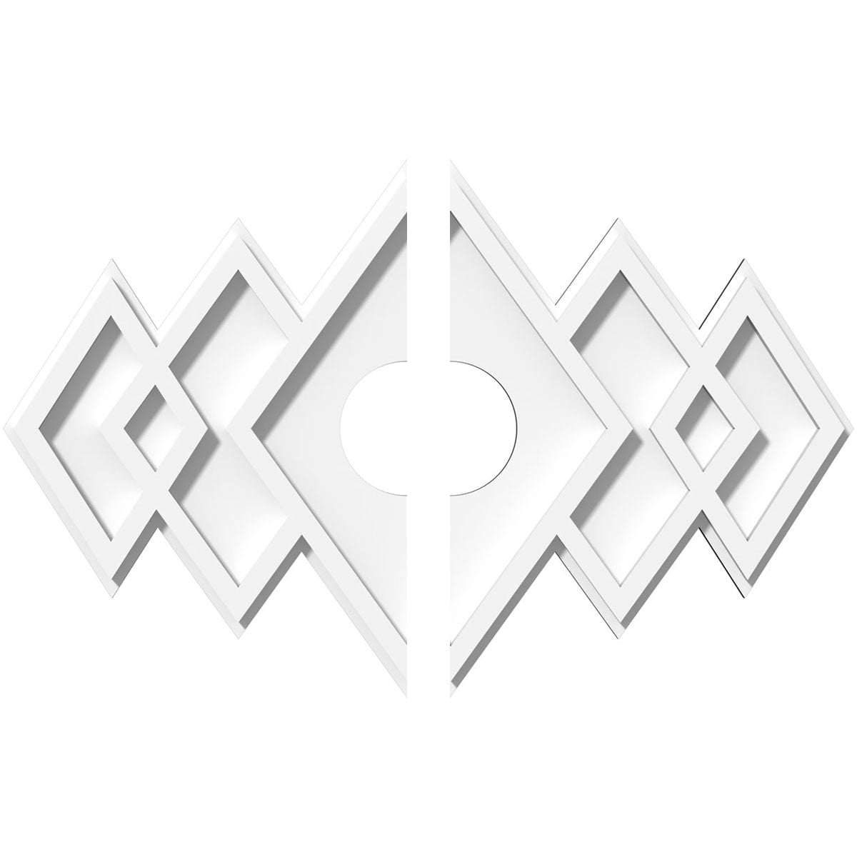 White Geometric PVC Two-Piece Ceiling Medallion, 18" x 12"