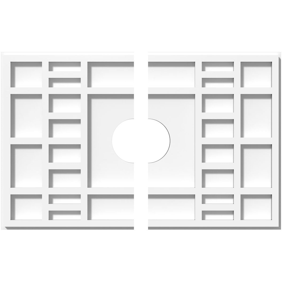 Beaux White PVC Contemporary Ceiling Medallion, Two Piece