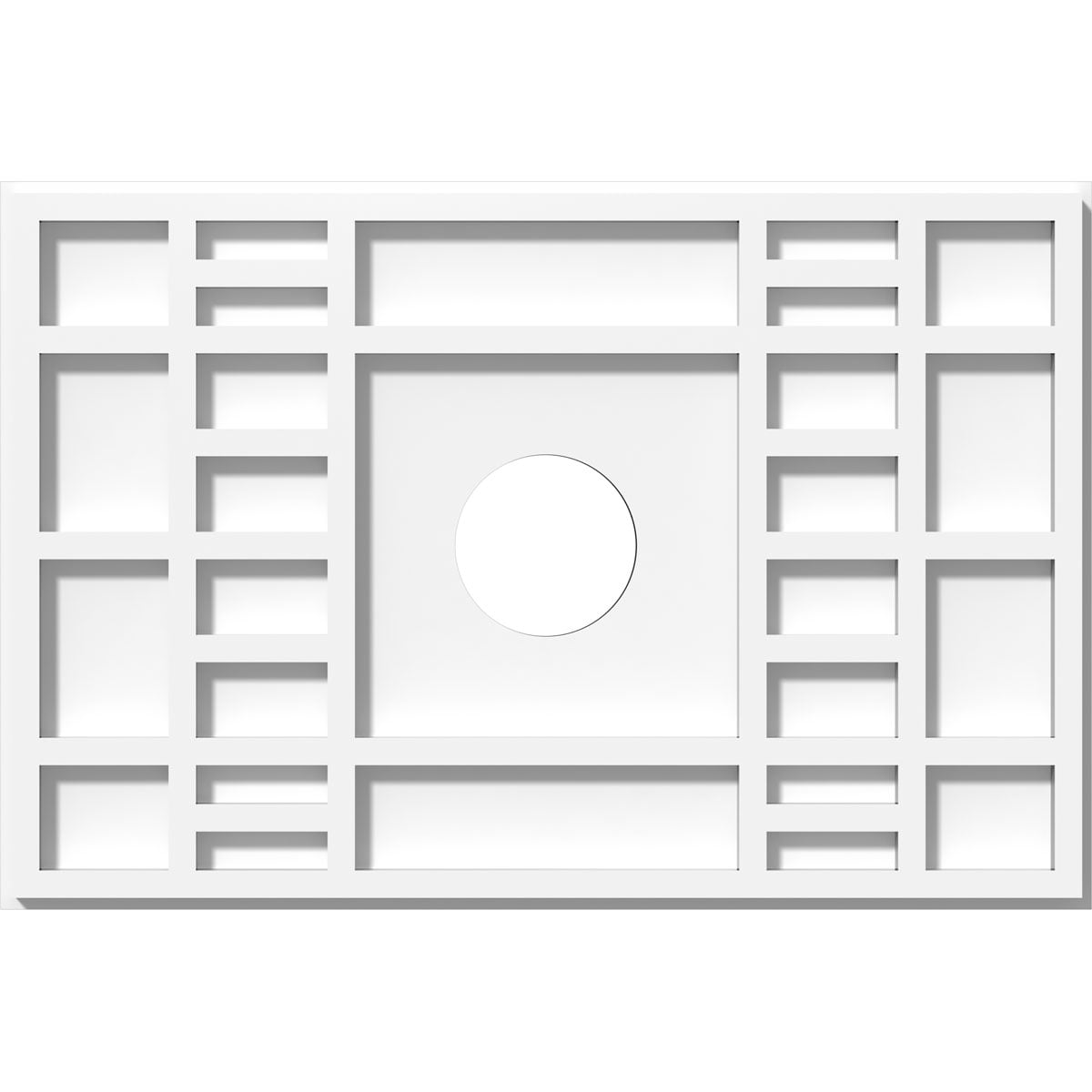 White PVC Contemporary Rectangular Ceiling Medallion, 18" x 12"