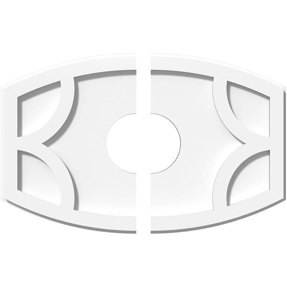 18"W x 12"H x 4"ID x 9 3/4"C x 1"P Kailey Architectural Grade PVC Contemporary Ceiling Medallion, Two Piece