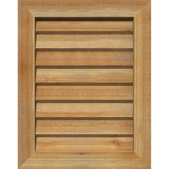 18"W x 14"H Rectangle Gable Vent (23"W x 19"H Frame Size): Unfinished, Non-Functional, Rough Sawn Western Red Cedar Gable Vent w/ Decorative Face Frame