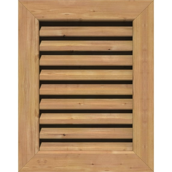 18"W x 16"H Rectangle Gable Vent (23"W x 21"H Frame Size): Unfinished, Functional, Smooth Western Red Cedar Gable Vent w/ 1" x 4" Flat Trim Frame