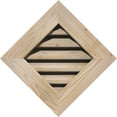 thumbnail image 1 of 18"W x 18"H Diamond Gable Vent (24 3/8"W x 24 3/8"H Frame Size): Unfinished, Functional, Smooth Pine Gable Vent w/ 1" x 4" Flat Trim Frame, 1 of 12