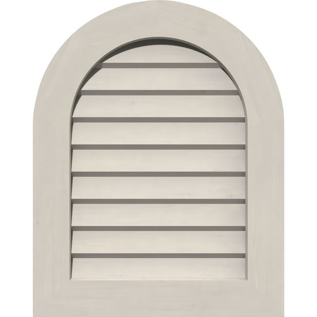 18"W x 20"H Round Top Gable Vent (23"W x 25"H Frame Size): Primed, Non-Functional, Smooth Western Red Cedar Gable Vent w/ Decorative Face Frame
