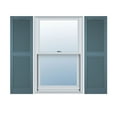 thumbnail image 1 of 18"W x 24"H Lifetime Vinyl, Custom Cathedral Top Center Mullion, Open Louver Shutters, w/Shutter-Loks (Per Pair), Wedgewood Blue, 1 of 15