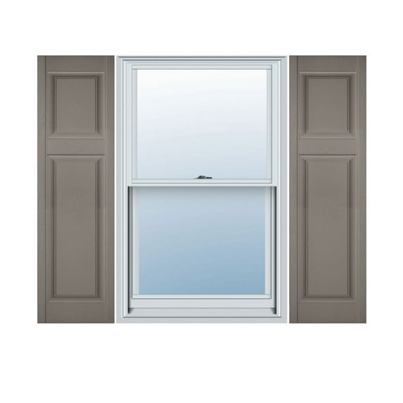 18"W x 27"H Lifetime Vinyl, Custom Offset Panel, Raised Panel Shutters, Clay