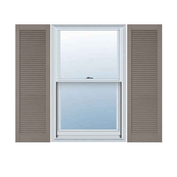 18"W x 29"H Lifetime Vinyl, Custom Straight Top All Louver, Open Louver Shutters, w/Shutter-Loks (Per Pair), Clay