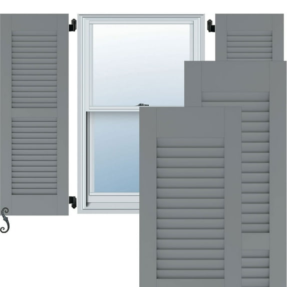 18"W x 32"H Americraft Two Equal Louver Exterior Real Wood Shutters (Per Pair), Ocean Swell
