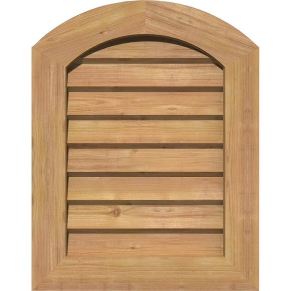 18"W x 32"H Arch Top Gable Vent (23"W x 37"H Frame Size): Unfinished, Non-Functional, Smooth Western Red Cedar Gable Vent w/ Decorative Face Frame