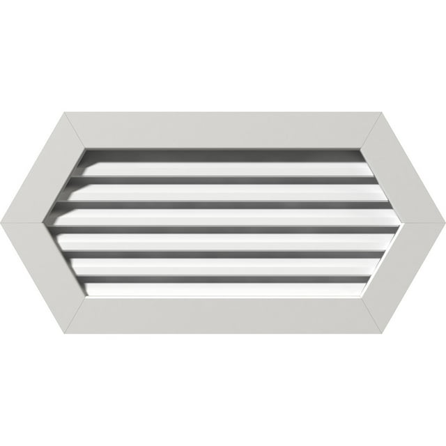 18"W x 32"H Horizontal Peaked Gable Vent (23 1/2"W x 37"H Frame Size): Functional, PVC Gable Vent w/ 1" x 4" Flat Trim Frame