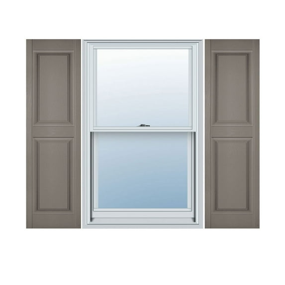 18"W x 34"H Lifetime Vinyl, Custom Two Equal Panels, Raised Panel Shutters, w/Shutter-Loks (Per Pair), Clay