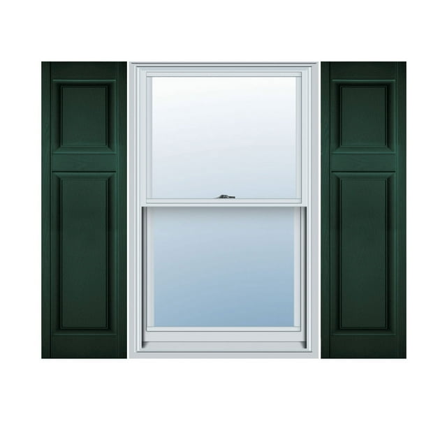 18"W x 52"H Lifetime Vinyl, Custom Offset Panel, Raised Panel Shutters, Midnight Green