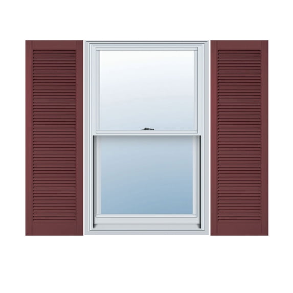 18"W x 54"H Lifetime Vinyl, Custom Straight Top All Louver, Open Louver Shutters, w/Shutter-Loks (Per Pair), Wineberry