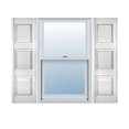 thumbnail image 1 of 18"W x 62"H Lifetime Vinyl, Custom Three Equal Panel, Raised Panel Shutters, w/Shutter-Loks (Per Pair), Bright White, 1 of 17