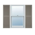 thumbnail image 1 of 18"W x 65"H Lifetime Vinyl, Custom Cathedral Top Center Mullion, Open Louver Shutters, w/Shutter-Loks (Per Pair), Clay, 1 of 15