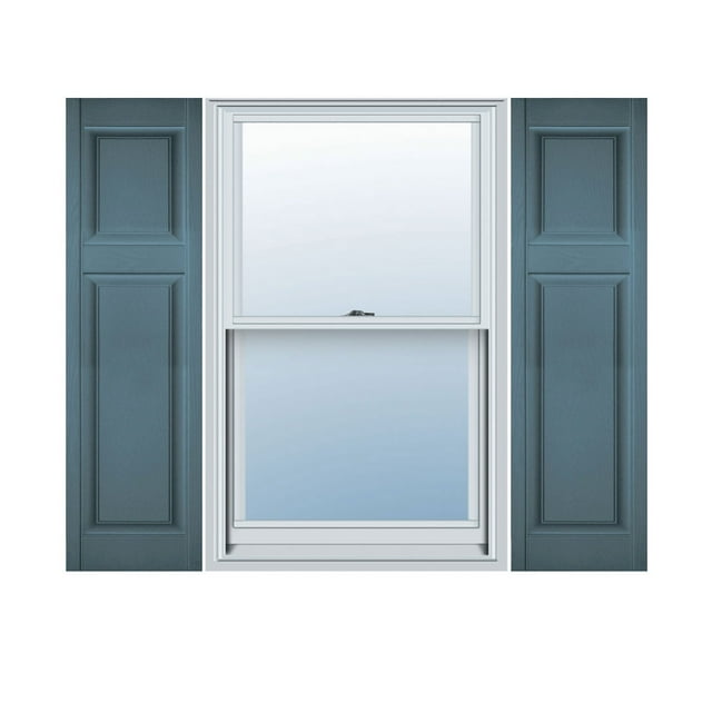 18"W x 84"H Lifetime Vinyl, Custom Offset Panel, Raised Panel Shutters, Wedgewood Blue