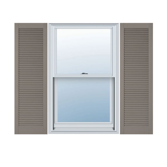 18"W x 87"H Lifetime Vinyl, Custom Straight Top All Louver, Open Louver Shutters, w/Shutter-Loks (Per Pair), Clay