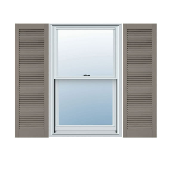 18"W x 88"H Lifetime Vinyl, Custom Straight Top All Louver, Open Louver Shutters, w/Shutter-Loks (Per Pair), Clay