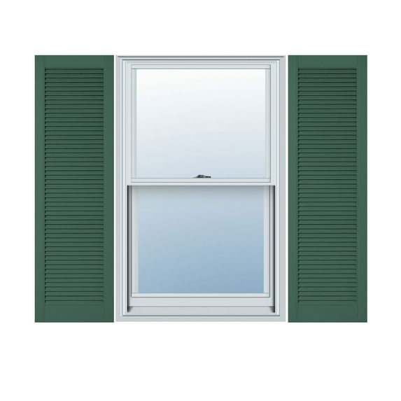18"W x 88"H Lifetime Vinyl, Custom Straight Top All Louver, Open Louver Shutters, w/Shutter-Loks (Per Pair), Forest Green